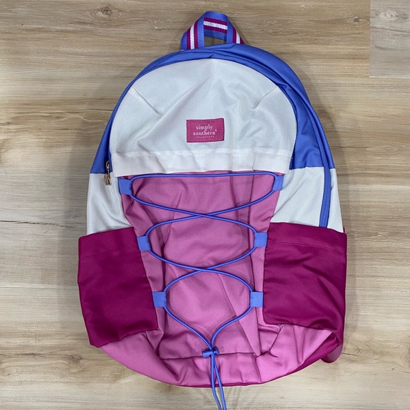 NWT Simply Southern Pink Purple & White School Backpack Book Bag - Picture 4 of 13